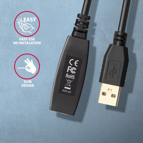 ADR-205 USB 2.0 A-M -> A-F aktywny kabel przedłużacz/wzmacniacz 5m AXAGON
