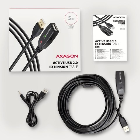 ADR-205 USB 2.0 A-M -> A-F aktywny kabel przedłużacz/wzmacniacz 5m AXAGON