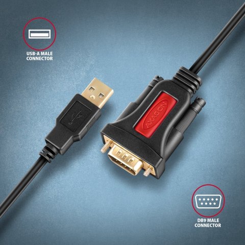 ADS-1PSN Adapter USB 2.0 > RS-232 Port szeregowy, 1.5m kabel, chip Prolific AXAGON