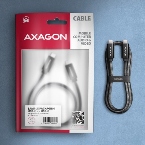 BUCM2-CM15AB Kabel USB-C - USB-C, 1.5m 5A charging, ALU, 240W PD, oplot, USB2.0, czarny