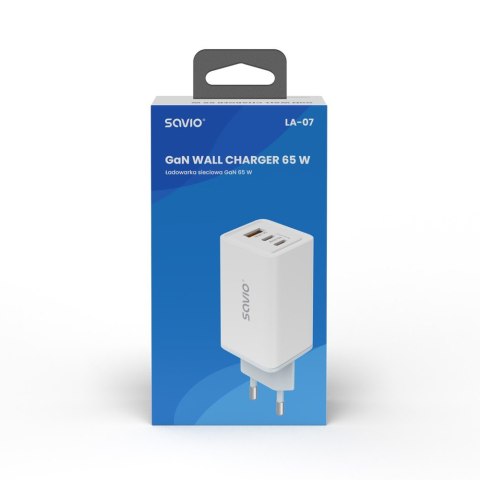 Ładowarka sieciowa USB GaN 65W, Quick Charge 4.0, Power Delivery 3.0, LA-07 Savio