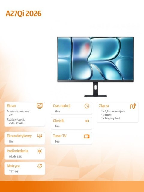 Monitor 27 cali A27Qi 2026 2K