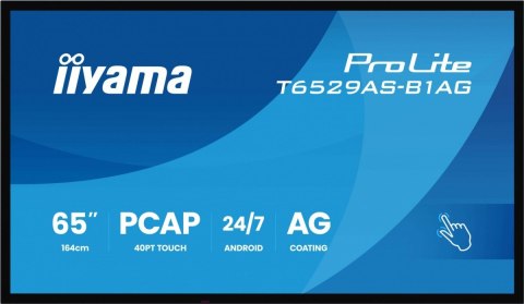 Monitor 65 cali T6529AS-B1AG VA,4K,HDMIx2,USB-C,RJ45,2x10W,WiFi, Android 14, Signal FailOver, Whiteboard, iiSignage2 (CMS), 