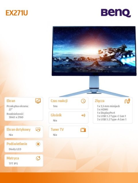 Monitor 27 cali EX271U 4K IPS/165Hz/1MS
