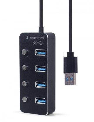 HUB 4-portowy USB 3.1 (Gen 1) z przełącznikami czarny