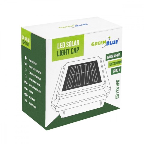 Lampa solarna LED na słupek GB128 WW 100x100 mm 3200K