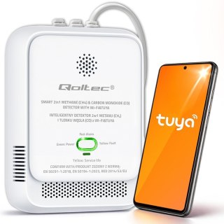 Czujnik wycieku gazu ziemnego i tlenku węgla (czadu) | Tuya | Wi-Fi | alarm 85dB | LED