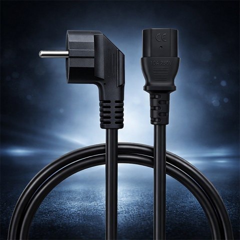 Kabel zasilający | wtyczka kątowa SCHUKO CEE 7/7 (E/F) | IEC C133x0.5mm2 | czysta miedź Cu | 1.8m