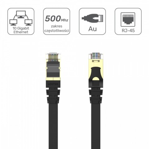 Patchcord CAT.7 SSTP 5M (8P8C) RJ45; płaski; C1897BK-5M