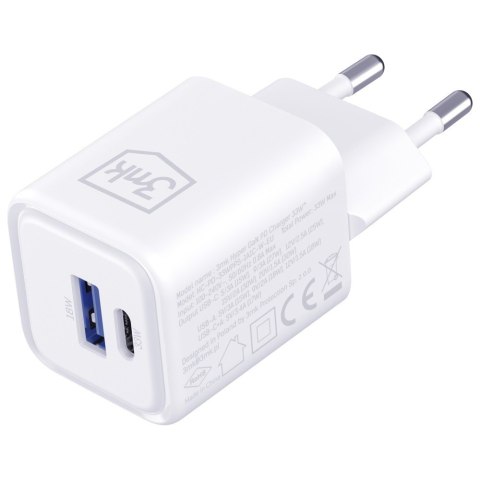 Ładowarka sieciowa Hyper Charger PD 33W GaN QC4+ PPS AFC FCP SCP USB-A USB-C biała