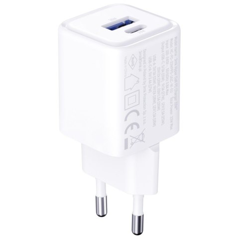 Ładowarka sieciowa Hyper Charger PD 33W GaN QC4+ PPS AFC FCP SCP USB-A USB-C biała