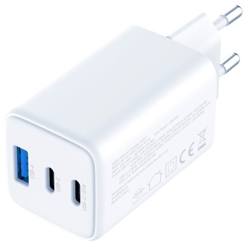 Ładowarka sieciowa Hyper GaN 65W 1xUSB-A 2xUSB-C PD QC4+ biała