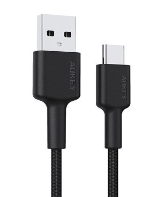 CB-CD30 kabel USB-C - USB-A 0,9m 60W PD 3A 20V nylonowy oplot czarny AUKEY