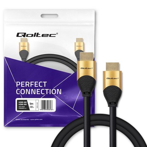 Kabel HDMI v2.1 Ultra High Speed 8K | 60Hz | 26AWG | 5m Złoty Qoltec