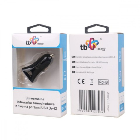 Ładowarka samochodowa uniwersalna USB A+C QC TB