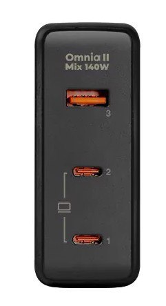 PA-B7O Omnia II GaN ładowarka sieciowa 3xUSB (2xUSB C+1xUSBA) 140W PD3.1 PPS EU/US/UK AUKEY