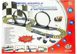 Tor Samochodowy Track Racing Dwa Auta Pętle Zasilacz 565 cm LEAN Toys
