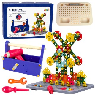 Klocki Konstrukcyjne W Skrzynce Zestaw Majsterkowicza Wkrętarka DIY LEAN Toys