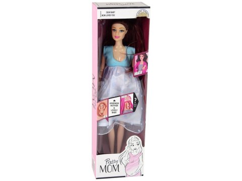 Lalka W Ciąży Mama Niemowlę Otwierany Brzuch Niebieska Sukienka 30 cm LEAN Toys