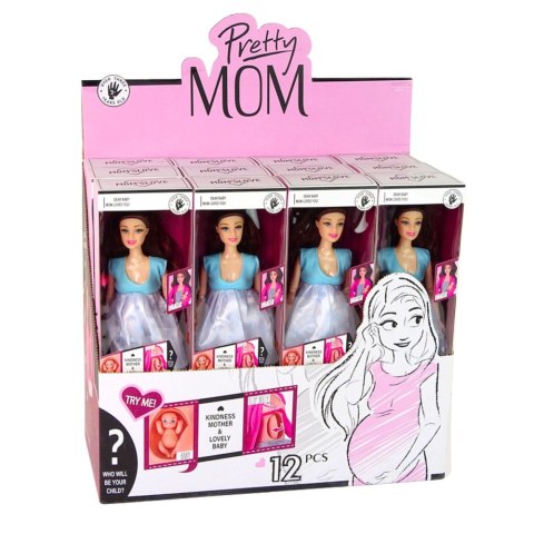 Lalka W Ciąży Mama Niemowlę Otwierany Brzuch Niebieska Sukienka 30 cm LEAN Toys