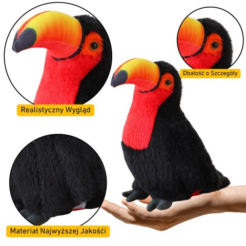 Pluszowy Ptak Tukan Pluszak Maskotka Przytulanka Czerwony 20cm LEAN Toys