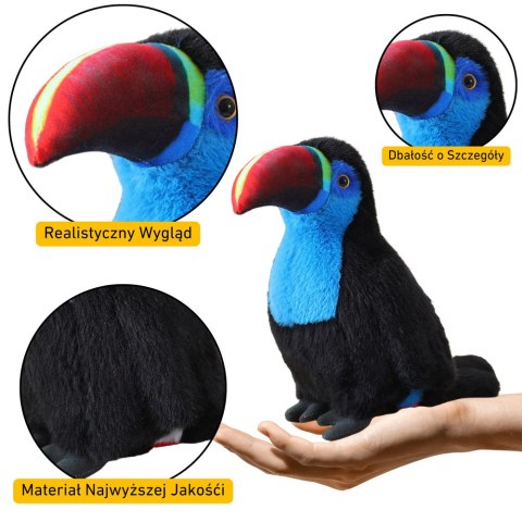 Pluszowy Ptak Tukan Pluszak Maskotka Przytulanka Niebieski 30cm LEAN Toys