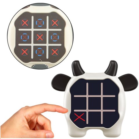 Gra Elektroniczna 3w1 Kółko i Krzyżyk Memory Krowa Biało Czarna LEAN Toys