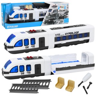Pociąg Pasażerski Tory Do Skręcania Majsterkowania DIY Dźwięki Światła LEAN Toys