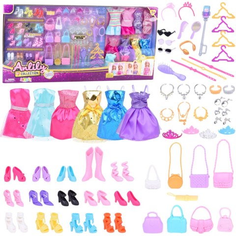 Duży Zestaw Modowy Kolekcja Anlily Sukienki Akcesoria 65el. LEAN Toys