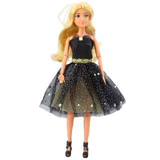 Lalka Anlily Suknia Balowa Czarno Złota Ruchome Kończyny Blond Włosy LEAN Toys