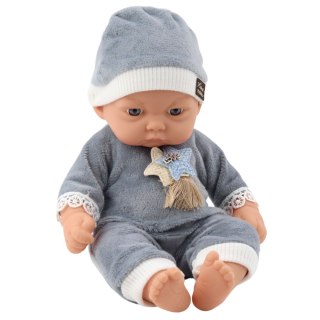 Lalka Bobas W Szarej Piżamce z Gwiazdkami Czapeczka LEAN Toys