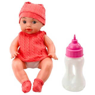 Lalka Bobas Z Butelką Do Karmienia Różowe Ubranko Dźwięki 30cm LEAN Toys