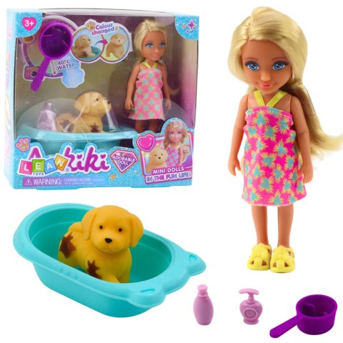 Zestaw Lalka Piesek Wanna Kąpiel Akcesoria Interaktywne Dla Dziewczynek LEAN Toys