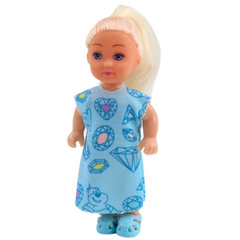 Zestaw Mini Laleczka Słodkie Akcesoria Niebieska Sukienka LEAN TOYS