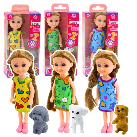 Zestaw Mini Laleczka W Sukience Z Pieskiem 14,5cm Mix LEAN TOYS