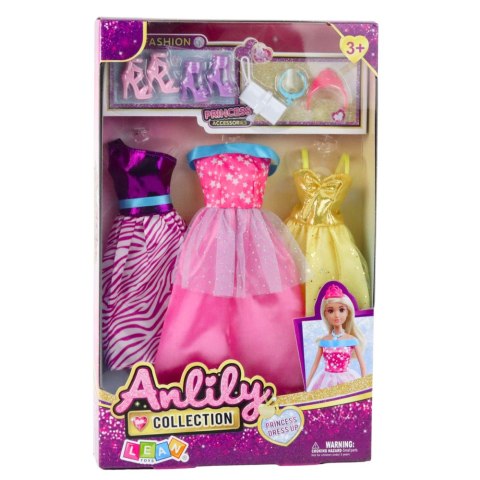 Zestaw Sukienki Dla Lalek Anlili Buty Torebka Korony Akcesoria 8 el. LEAN Toys