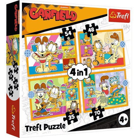 Puzzle - 4w1 (35, 48, 54, 70) - Garfield Kocha lazanię - Trefl 34673 Trefl Puzzle