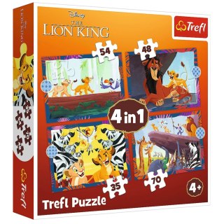 Puzzle - 4w1 (35, 48, 54, 70) - Odważny Król Lew - Disney - Trefl 34653 Trefl Puzzle