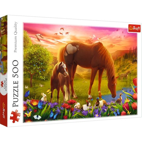 Puzzle - 500 - Konie na łące - Trefl 37451 Trefl Puzzle