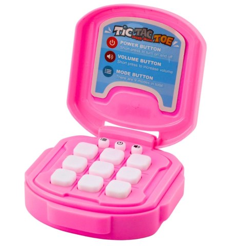 Gra Elektroniczna Kółko i Krzyżyk Tic Tac Toe 9 Trybów Różowa LEAN TOYS
