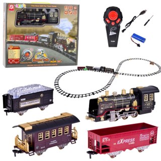 Kolejka Pociąg Lokomotywa Zdalnie Sterowana RC Światła Dźwięki Dym 22 el. LEAN Toys