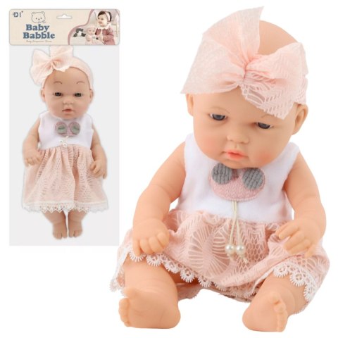 Lalka Bobas W Różowej Sukience Opaska Ruchome Rączki Nóżki 30cm LEAN Toys