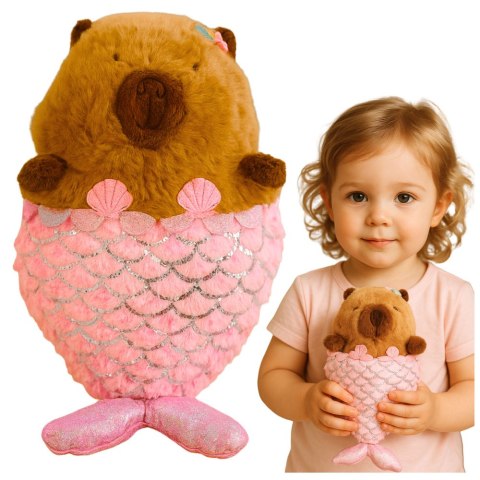 Pluszowa Maskotka Przytulanka Kapibara Syrenka Różowa 28cm LEAN Toys