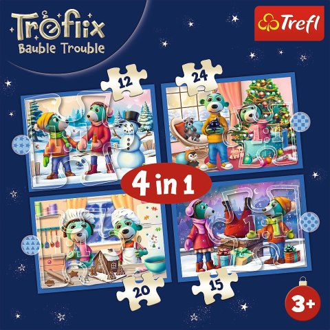 Puzzle - 4w1 (12, 15, 20, 24) - U Treflików pada śnieg - Rodzina Trefilków - Trefl 34657 Trefl Puzzle