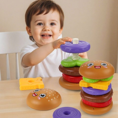 Układanka Piramida Hamburger Dla Dzieci Kolorowy 7 el. LEAN TOYS