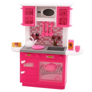 Zestaw Kuchnia Dla Lalek Lodówka Piekarnik Akcesoria Różowe LEAN Toys