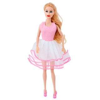 Zestaw Lalka Różowa Szafa Garderoba Dla Lalek Sukienki Buty Akcesoria LEAN Toys