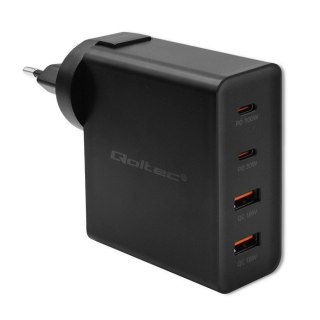Ładowarka GaN Power Pro | 2xUSB-C | 2xUSB | 130W | 5-20V | 1.5-5A| PD | Czarna Qoltec
