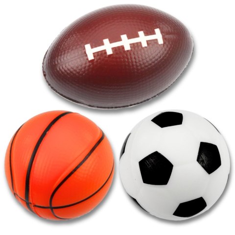 Zestaw Piankowe Piłki Piłka Nożna Do Koszykówki Rugby 3 szt. 10cm LEAN TOYS