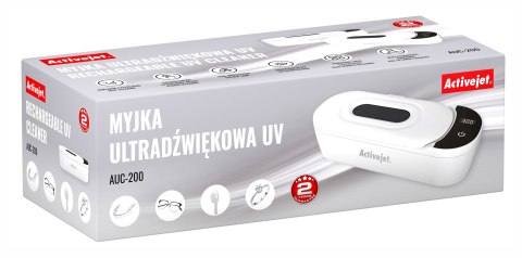 Myjka ultradźwiękowa UV Activejet AUC-200 do protez, okularów i biżuterii, biała. Zasilanie: Sieciowe (kabel zasilający w zestaw